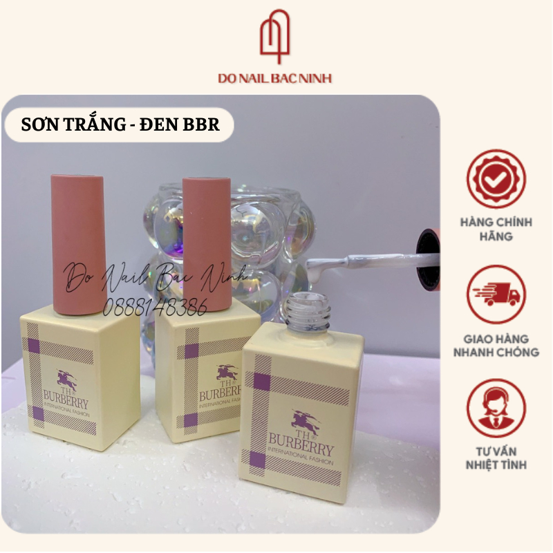 Sơn gel màu đen, trắng , nước gạo, trắng sữa , top trứng cút BURBERRY cao cấp chính hãng , chất sơn đặc bóng - chai 15ml