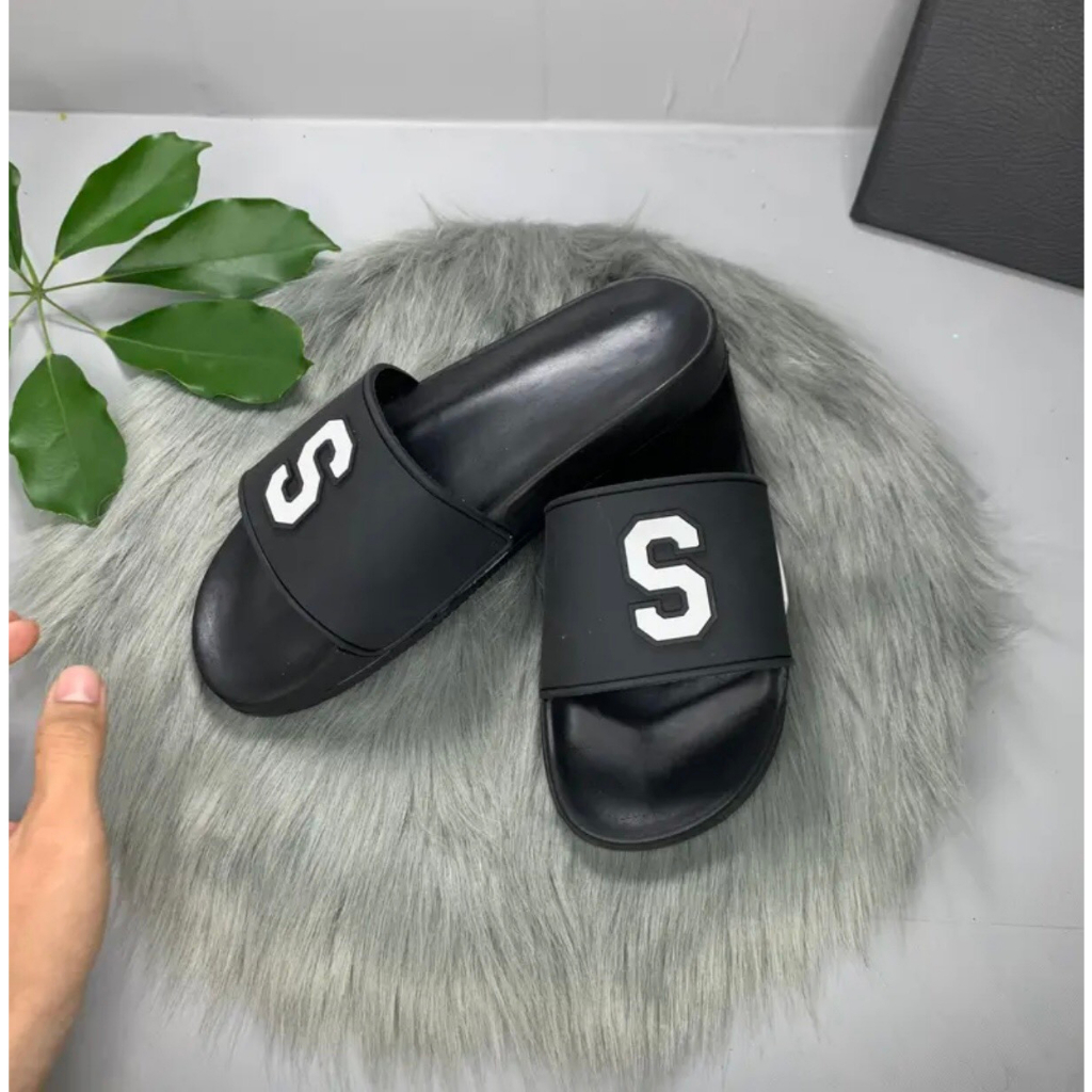 Dép Nam Nữ Unisex Quai Ngang Họa Tiết Chữ S Đổ Nổi