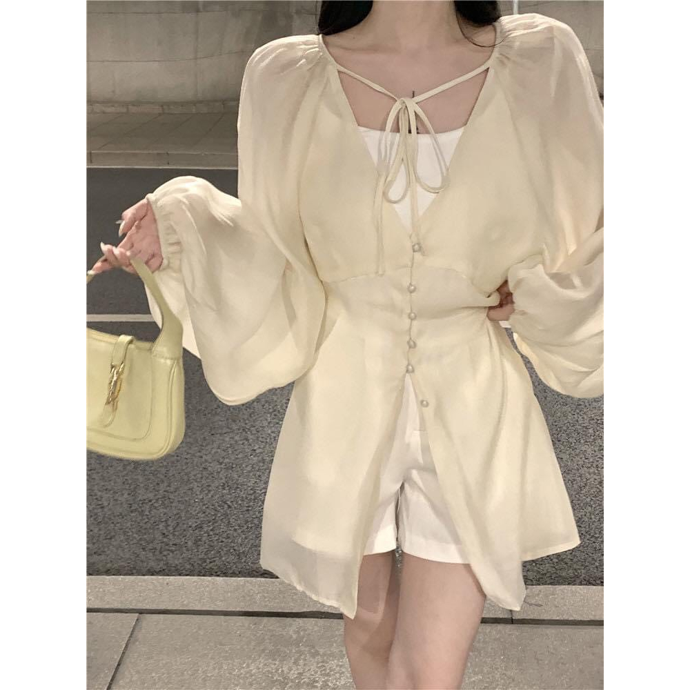 Áo phom dài voan tơ kèm áo 2 dây bigsize  QN0623