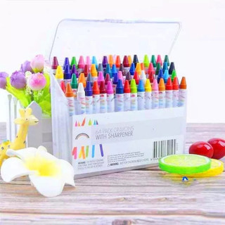Set hộp màu 64 cây crayon hộp nhựa - hộp bút màu sáp crayons 64 màu sắc khác nhau cho bé sáng tạo mỹ thuật