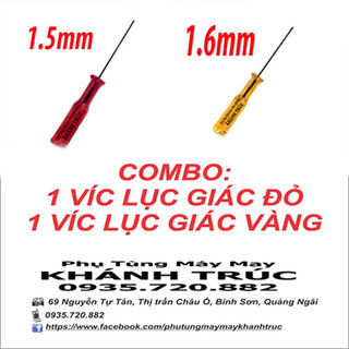 Combo 1 víc lục giác màu vàng và 1 màu đỏ dùng mở ốc kim máy may vắt sổ công nghiệp