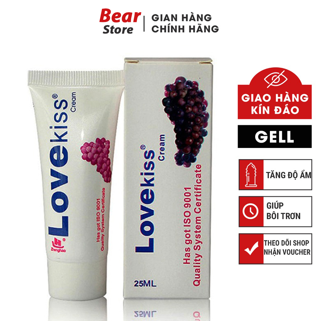 Gel bôi trơn Love Kiss hương nho 25ml tăng khoái cảm kéo dài thời gian quan hệ