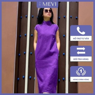 Váy thiết kế cao cổ trẻ trung có túi mẫu ba lỗ dáng suông thời trang Mái Em _V2114