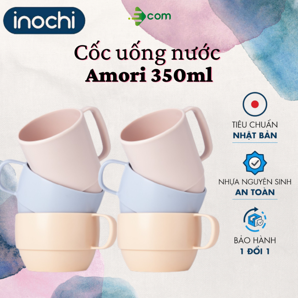 Cốc uống nước Inochi Amori Nhật Bản, có quai, nhựa chịu nhiệt, cao cấp