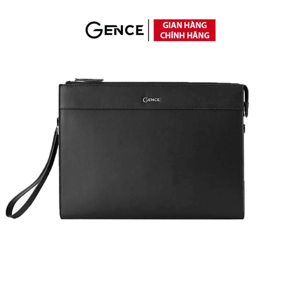 Ví Cầm Tay Nam Clutch Da GENCE CL07 Da Bò Cao Cấp Màu Đen Có Dây Đeo Vai