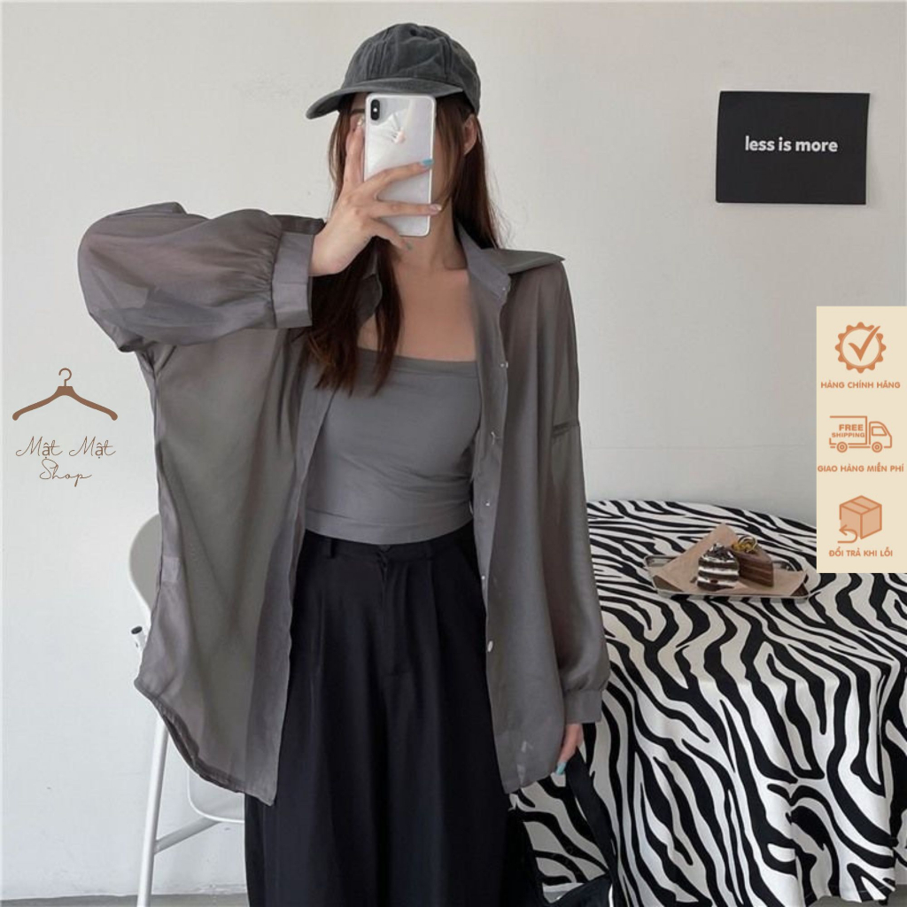 Áo Sơ Mi Nhiều Màu Dáng Dài Mỏng Dễ Phối Đồ Phù Hợp Đi Biển , Núi Hàng Qccc Phong Cách Hàn Quốc Matmat