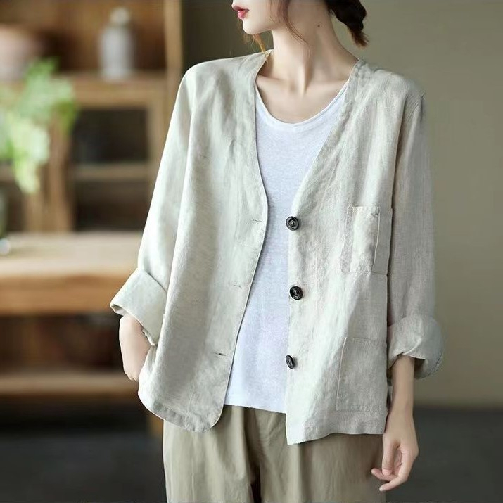 Áo Blazer nữ 1 lớp, áo khoác form rộng chất đũi mát thời trang cho nữ phong cách Hàn Quốc Bz07