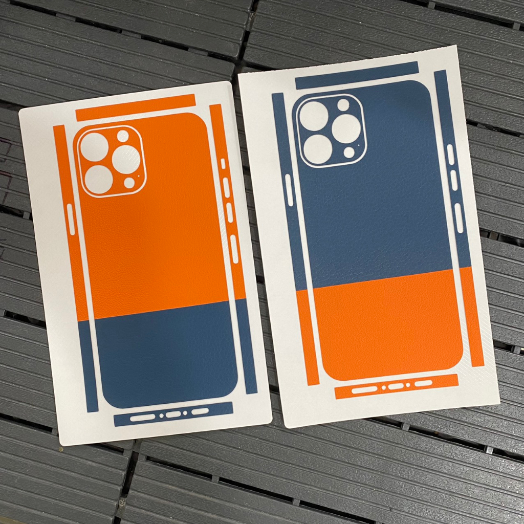 Dán skin iphone vân da 3M, Miếng dán điện thoại mix màu cam xanh có mọi dòng máy CX1