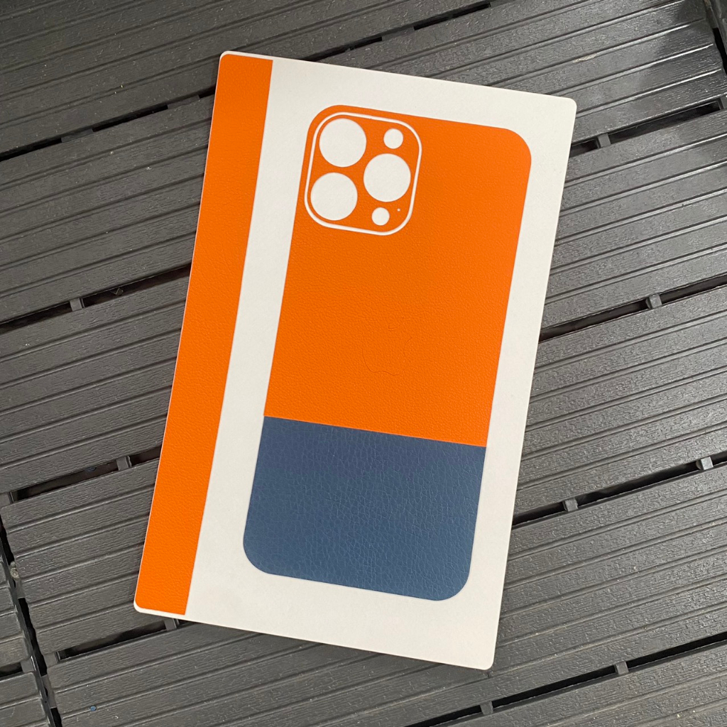 Dán skin iphone vân da 3M, Miếng dán điện thoại mix màu cam xanh có mọi dòng máy CX1