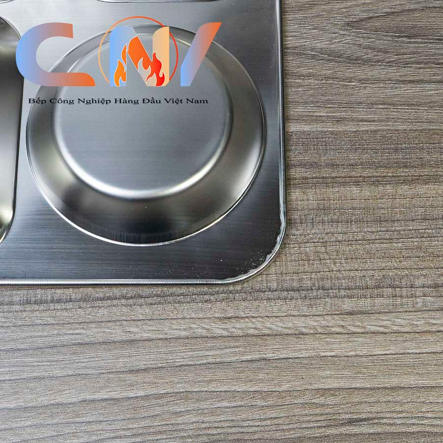 Khay cơm 5 ngăn nông 31x25x2cm inox cao cấp