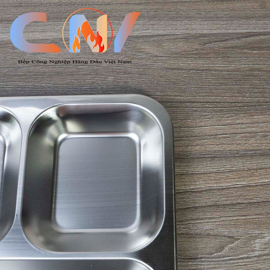 Khay cơm 5 ngăn nông 31x25x2cm inox cao cấp