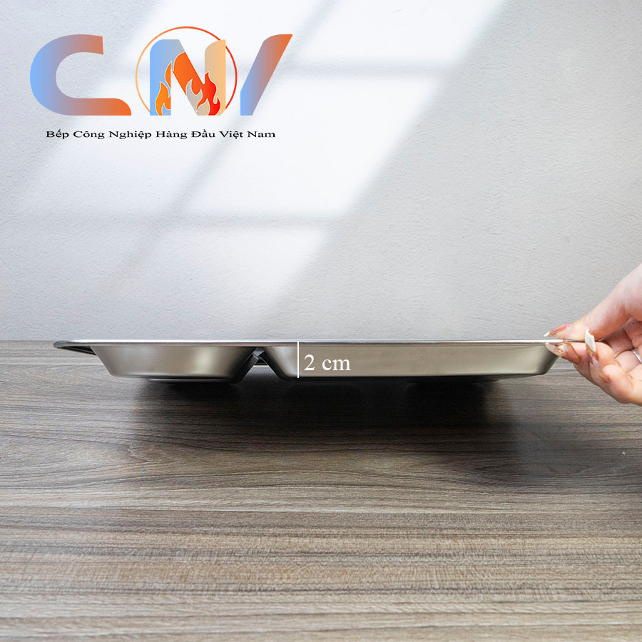 Khay cơm 5 ngăn nông 31x25x2cm inox cao cấp