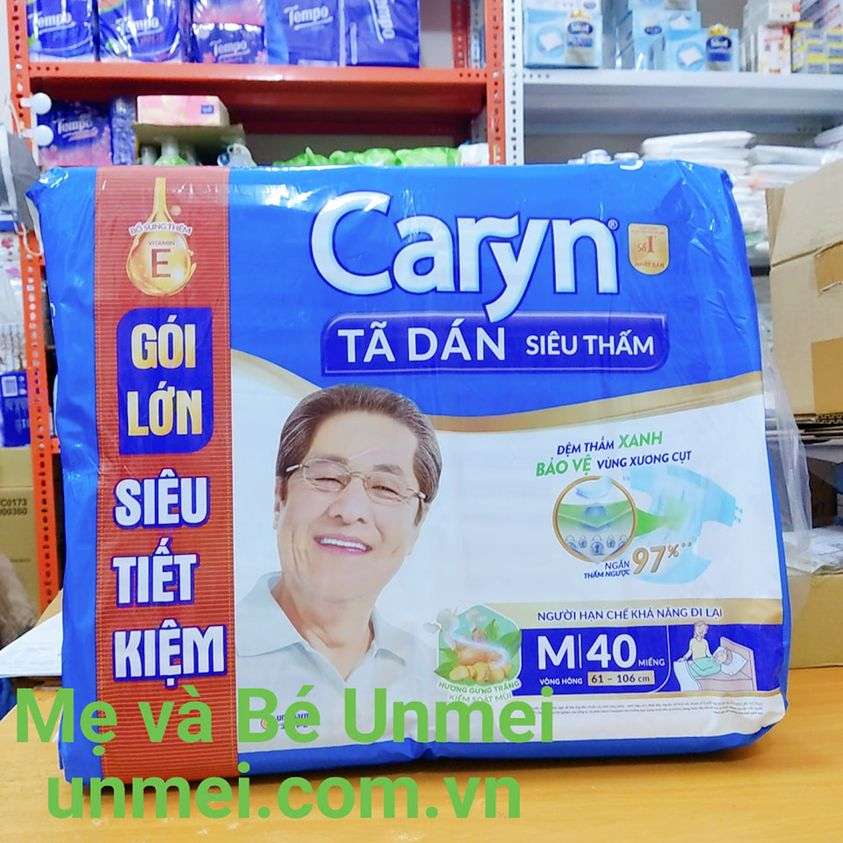 Caryn - Tã Dán Caryn M40, Tã dành cho Người Lớn,Mẹ Bầu Đi Sinh, Size M Bịch tiết kiệm 40 miếng, Vòng bụng 61 - 106cm