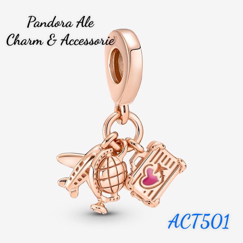 CHARM PAN ALE TREO VÀNG HỒNG TRAVEL BẠC S925