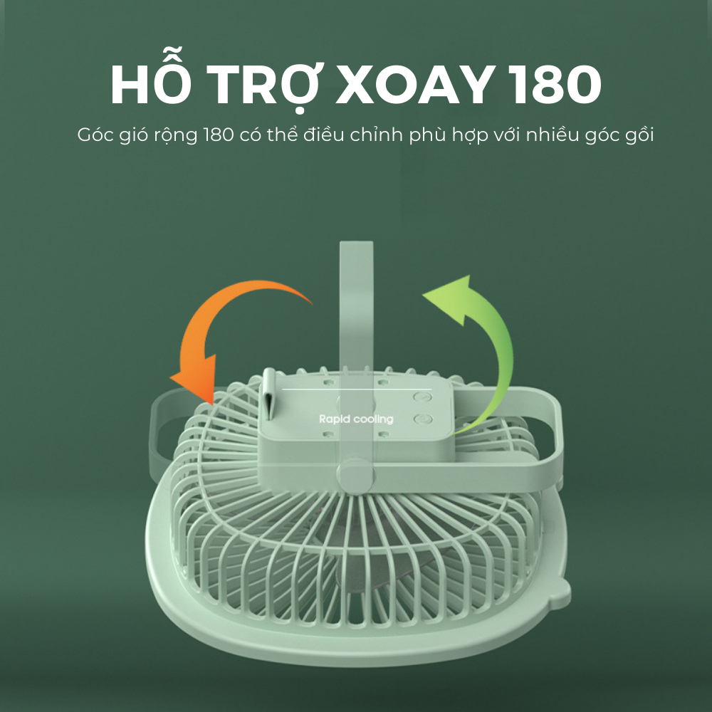 Quạt Tích Điện, Quạt Mini Để Bàn, Treo Tường Hình Tai Mèo, 3 Chế Độ Gió, Tích Hợp Đèn Led Kiêm Đèn Ngủ, Sạc Pin USB