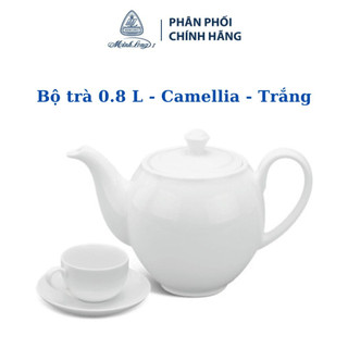 Bộ trà 0.8 l - camellia - trắng - gốm sứ cao cấp minh long 1