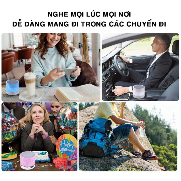 Loa Mini Bluetooth Di Động Không Dây, Loa Bluetooth Mini đa năng Có Đèn Led Nháy Theo Nhạc, Đổi Màu Ngẫu Nhiên