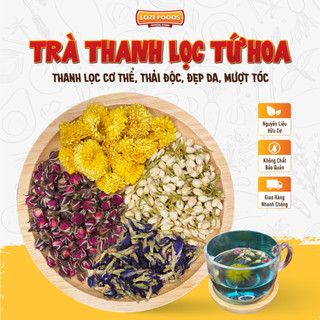Trà thanh lọc tứ hoa thải độc đẹp da mix đậu biếc nụ nhài hoa cúc nụ hồng