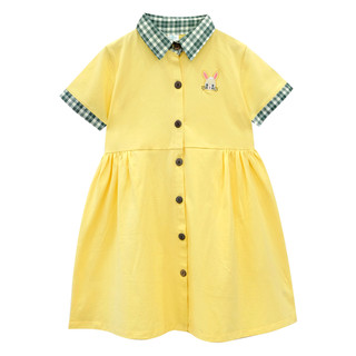 Váy Bé Gái cổ sơ mi hình thêu thỏ (3 - 8 tuổi) từ 14-38 kg, Đầm bé gái - Chất Vải 100% COTTON -1883