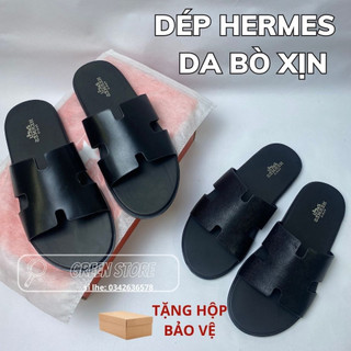 Dép Hermes nam đế Cao Su, Da Bò xịn cao cấp Full Box bill/ Dép Hm nam / dép chữ H nam chất chơi, phong cách