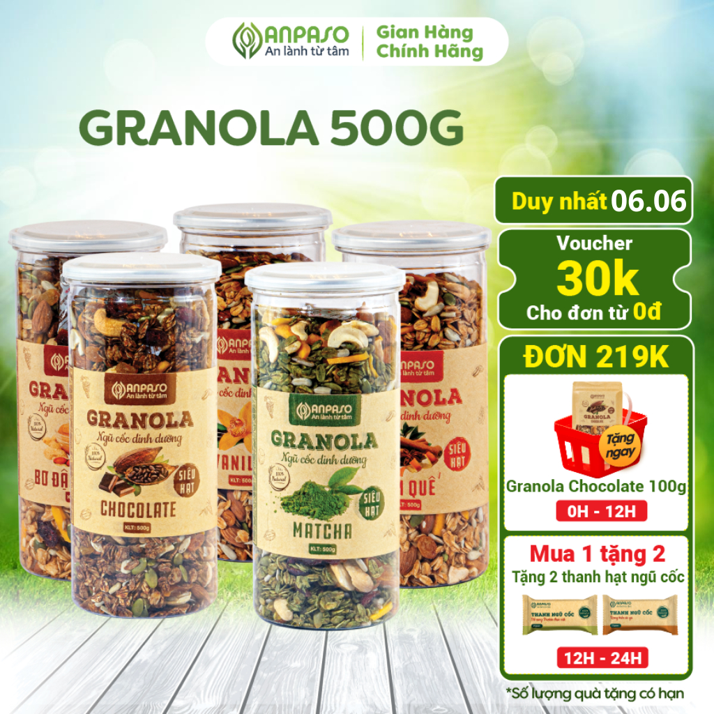 Granola Siêu Hạt Anpaso Ăn Kiêng, Giảm Cân,eat Clean Bổ Sung Dinh Dưỡng