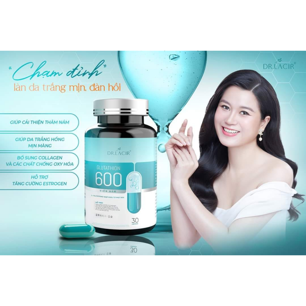 Viên Uống Trắng Da Ngừa Nám DR.LACIR Glutathione 600 Hộp 30 Viên