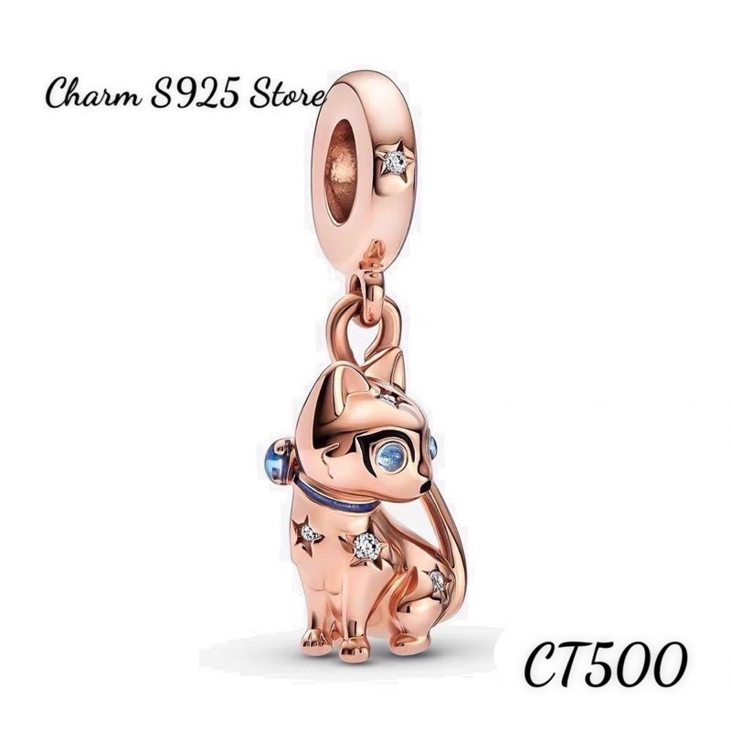 CHARM TREO PAN ALE MÈO CON VÀNG HỒNG S925 HÀNG CAO CẤP