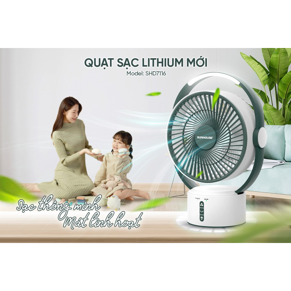Quạt tích điện Dạng cây Siêu Khỏe Được trang bị đến 09 tốc độ gió khác nhau từ nhẹ đến mạnh tùy chỉnh theo nhu cầu