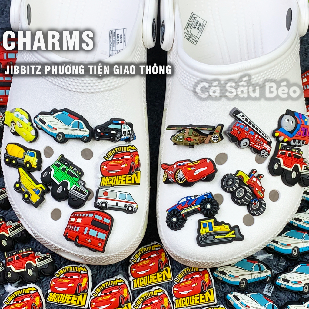Sticker/jibbitz/charm ô tô, cần cẩu, máy xúc, xe cứu hỏa, máy bay, phương tiện giao thông, Chất lượng rất cao chọn mẫu.