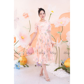 Đầm ren dập ly 8141 phối hoa nhẹ nhàng váy Lucy