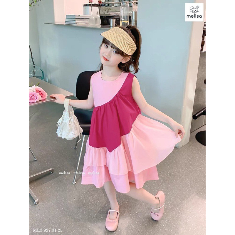 Váy babydoll cho bé gái. Váy BBD tơ lụa siêu mềm min mát bé gái Melisa size đại 10-40kg