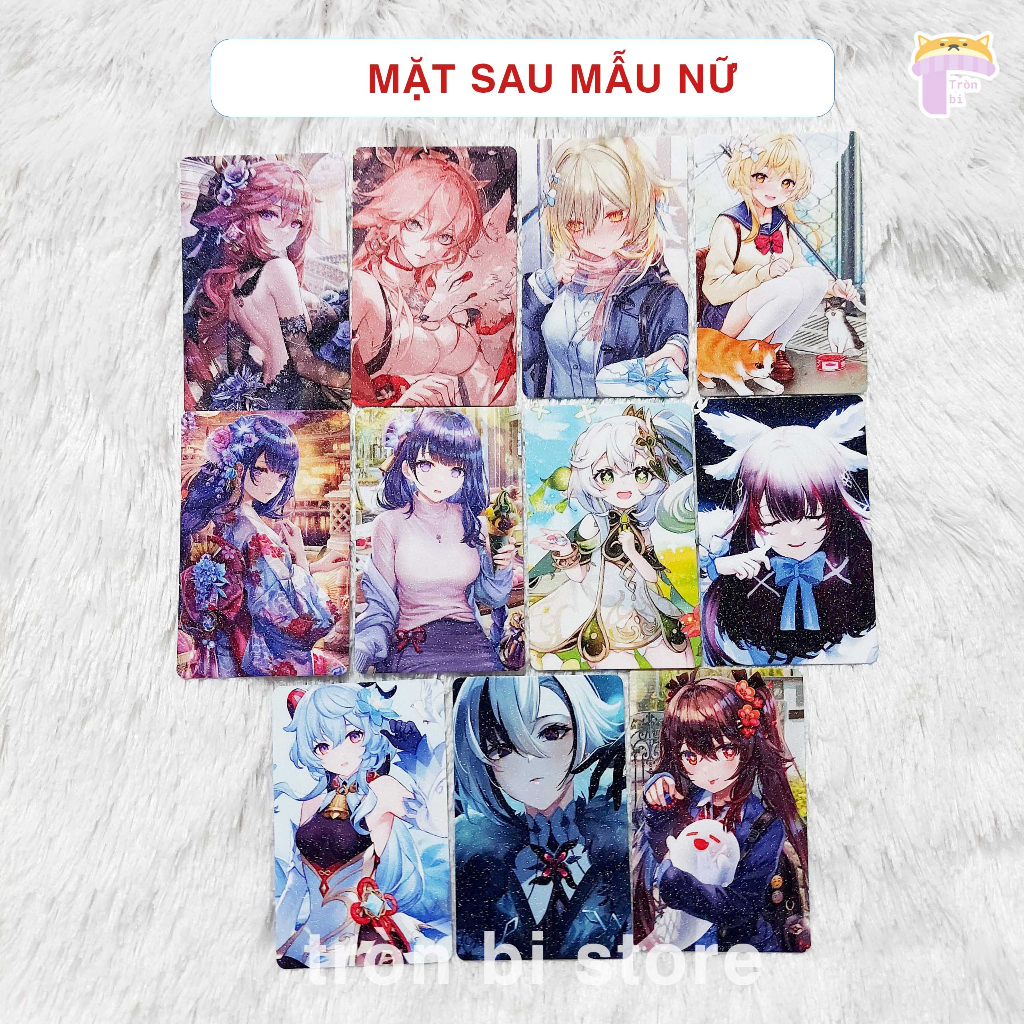 [2 MẶT] Card Genshin Impact bo góc nhũ 5.5 x 8.5 cm [1 card tặng 1 thẻ bọc card]