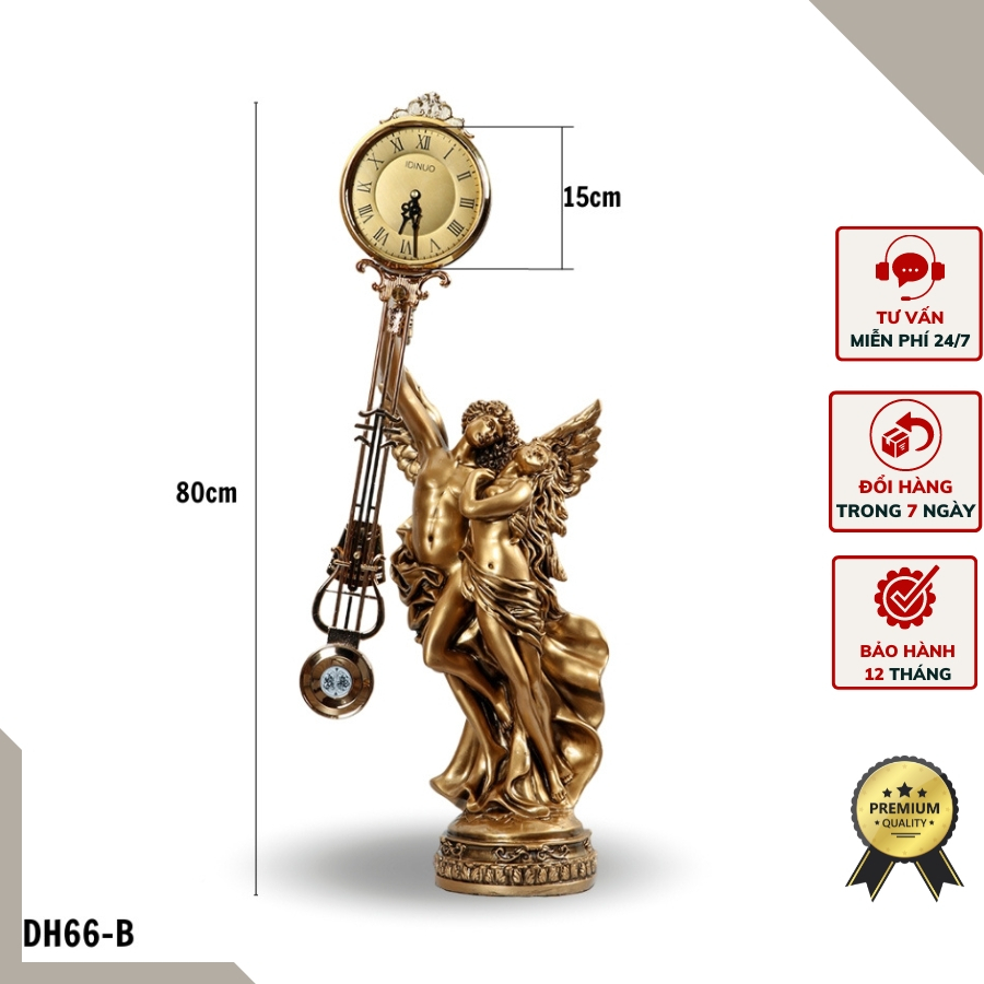 Đồng hồ để bàn tượng Nam Nữ mạ vàng DH66