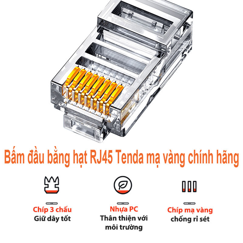 10m đến 50m Cáp mạng ngoài trời 8 lõi đồng nguyên chất (bấm sẵn 2 đầu) có cáp treo dây