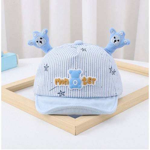 Nón mũ lưới trai gắn sừng gấu Monter dễ thương cho bé trai, bé gái 0 đến 2 tuổi