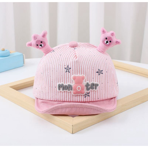Nón mũ lưới trai gắn sừng gấu Monter dễ thương cho bé trai, bé gái 0 đến 2 tuổi
