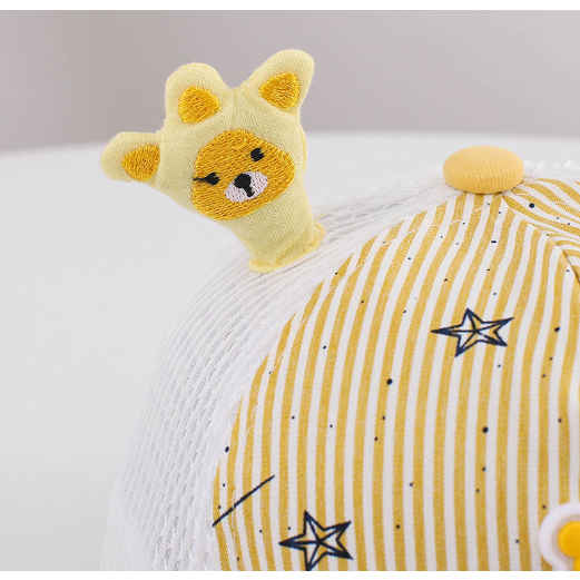 Nón mũ lưới trai gắn sừng gấu Monter dễ thương cho bé trai, bé gái 0 đến 2 tuổi