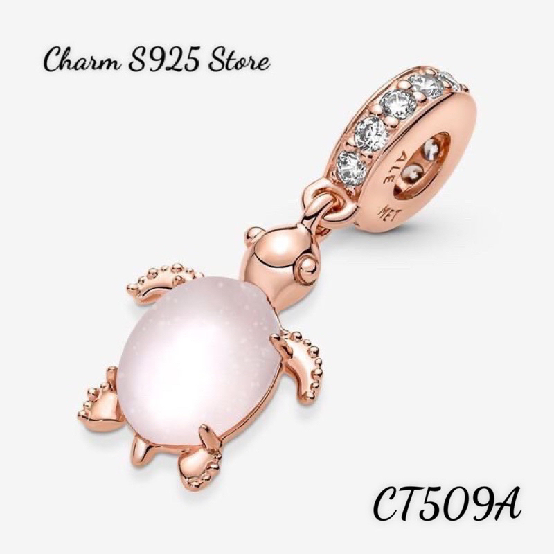 CHARM PAN ALE TREO VÀNG HỒNG RÙA BIỂN BẠC S925 HÀNG CAO CẤP