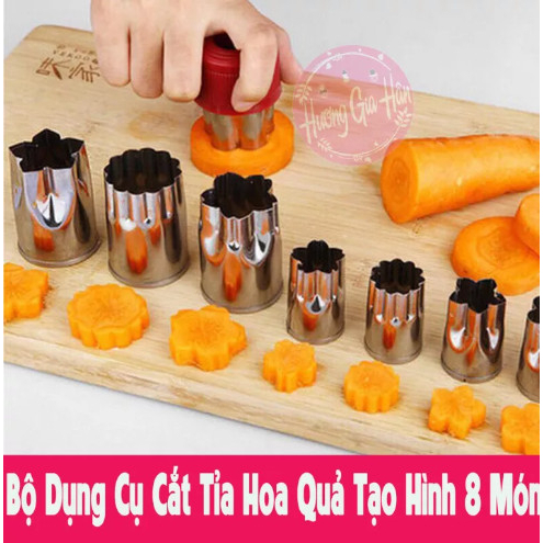 BỘ DỤNG CỤ TỈA RAU CỦ QUẢ 8 MÓN INOX 304 KO GỈ - BỘ KHUÔN TẠO HÌNH RAU CỦ QUẢ ĐA NĂNG TIỆN LỢI
