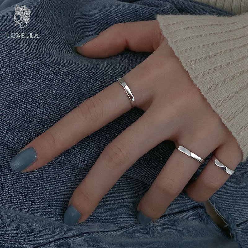 Nhẫn bạc 925 cao cấp LUXELLA JEWELRY mẫu cắt dát cá tính Lux067