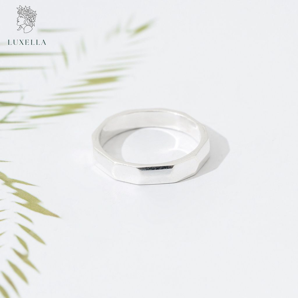 Nhẫn bạc 925 cao cấp LUXELLA JEWELRY mẫu cắt dát cá tính Lux067