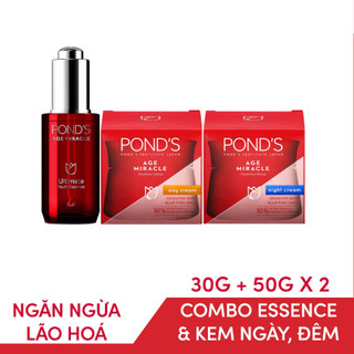 Combo serum, kem ngày và đêm dưỡng da pond's age miracle chống lão hoá 50g/hộp