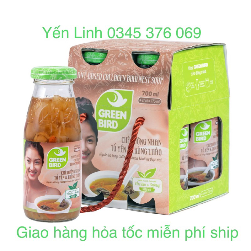 💥Mẫu Mới 💥 Lốc 4 chai Yến sào và Collagen Green Bird Nutrinest