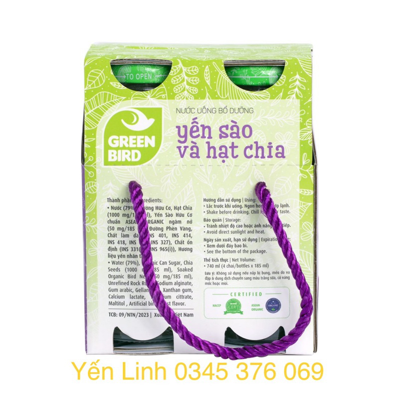 💥Mẫu Mới 💥 Lốc 4 chai Yến sào và Collagen Green Bird Nutrinest