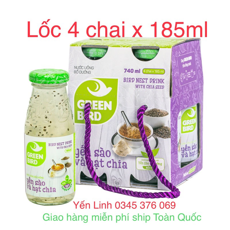 💥Mẫu Mới 💥 Lốc 4 chai Yến sào và Collagen Green Bird Nutrinest