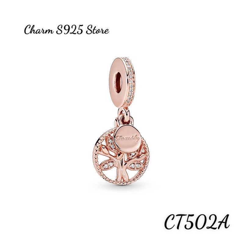 charm pan treo cây lá đính đá vàng hồng bạc s925 cao cấp