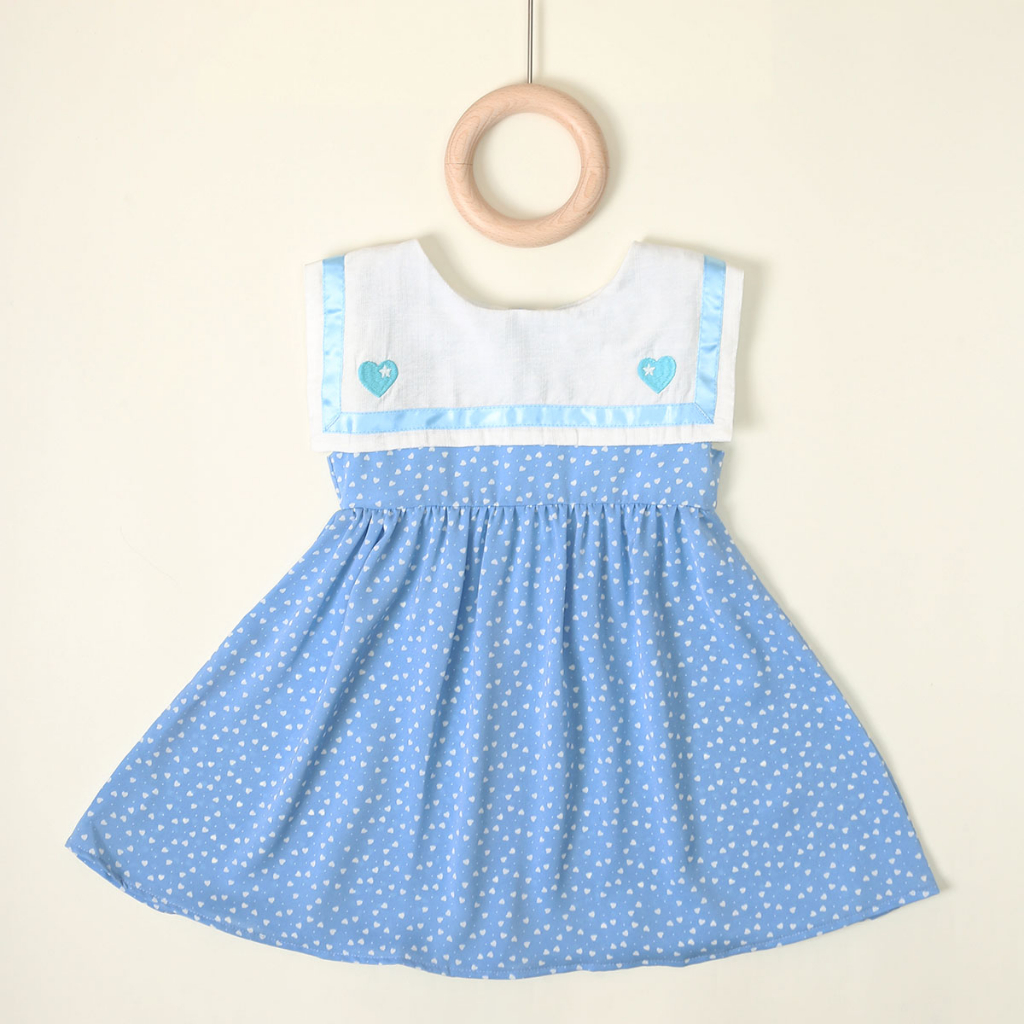 Váy cho bé gái DORYKIDS thiết kế họa tiết trái tim ngộ nghĩnh chất liệu lụa cotton thoáng mát cho bé 2-11 tuổi[V1701]