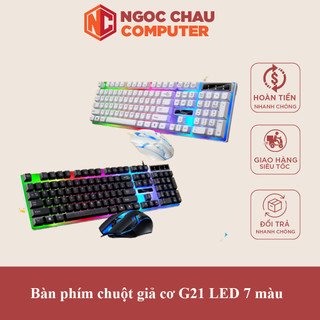 Combo Bàn phím chuột giả cơ chuyên game cao cấp g21 led 7 màu
