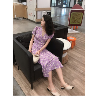 ĐẦM MAXI HOA CỔ V NƠ EO
