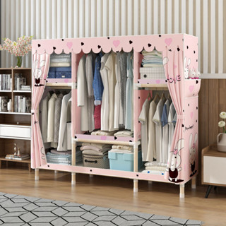 Tủ vải đựng quần áo, Giá kệ treo khung gỗ 3 buồng 6 ngăn kích thước 130x170x45cm TUVAICAOCAP bảo hành 12 tháng 1 đổi 1